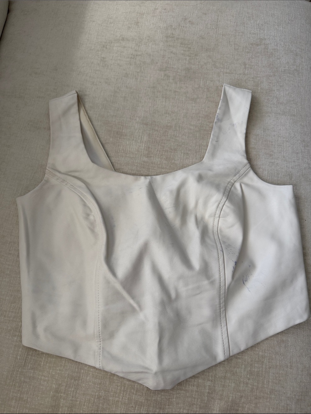 Aqua Cream Square-Neck Cropped Tank